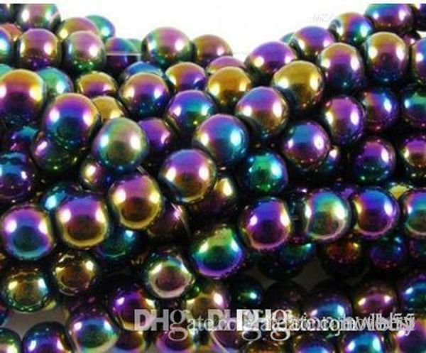 

z94 8mm 10mm 200pcs/lot silver gold plated multicolor hematite round bead beads crystal loose ball bead crystal i352 w62