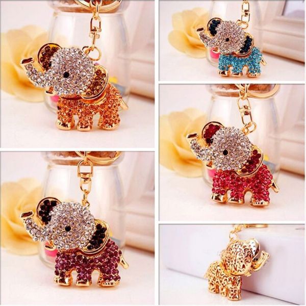 

sophisticated design jewelry car keychain with cute long nose elephant key chain bag pendant