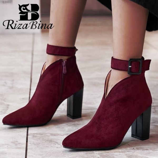 

rizabina plus size 32-46 women ankle boots daily outdoor casual shoes women patchwork fashion office work warm winter footwear, Black
