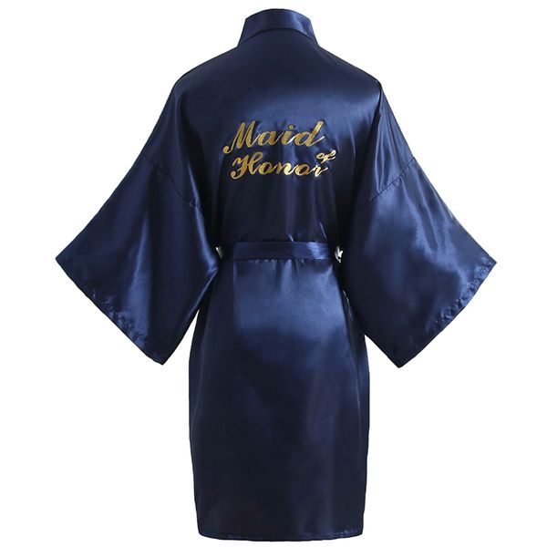 

new style rayon female kimono nightgown summer bath gown  letter"maid of honor"bride bridesmaid wedding robes, Black;red
