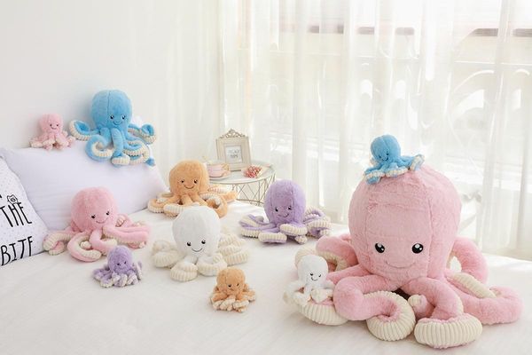 80 centímetros bonito Super Macio Octopus boneca de pelúcia Toy, Stuffed Animal Bolster travesseiro, ornamento do pendente para o Natal Kid Menina do presente de aniversário, Decoração 4-3
