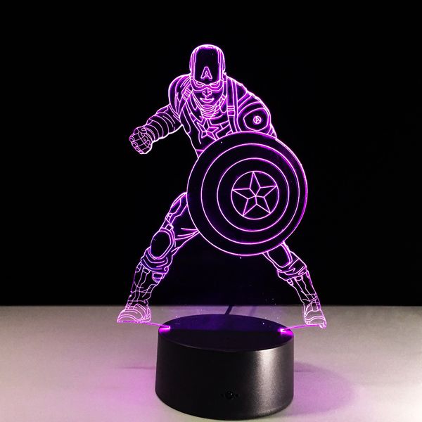 

new marvel civil war captain america 7 color changing light 3d illusion bulbing lamp halloween christmas kids gift bedside lamp