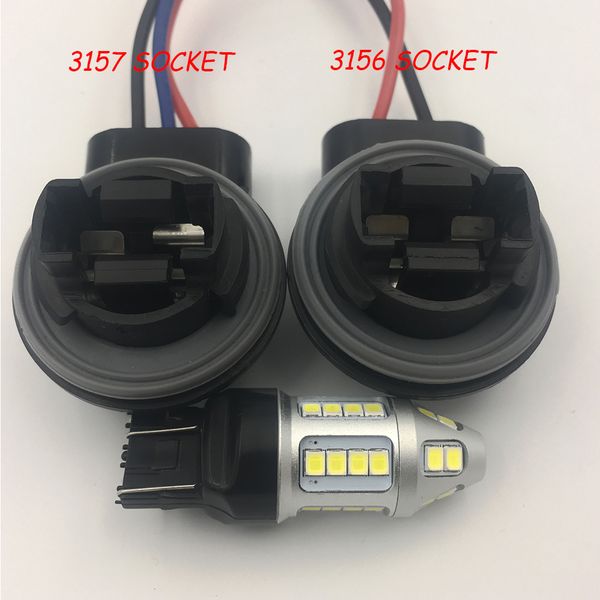 

ysy 4pcs 3156 3157 3357 4157 car led bulbs lamp socket adapter connector harness wiring for car brake turn signal backup light