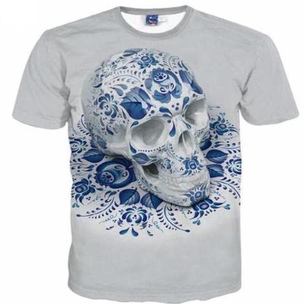 

manufacturers direct sale style 2019 new european and american men's 3d short sleeve skull print t-shirt