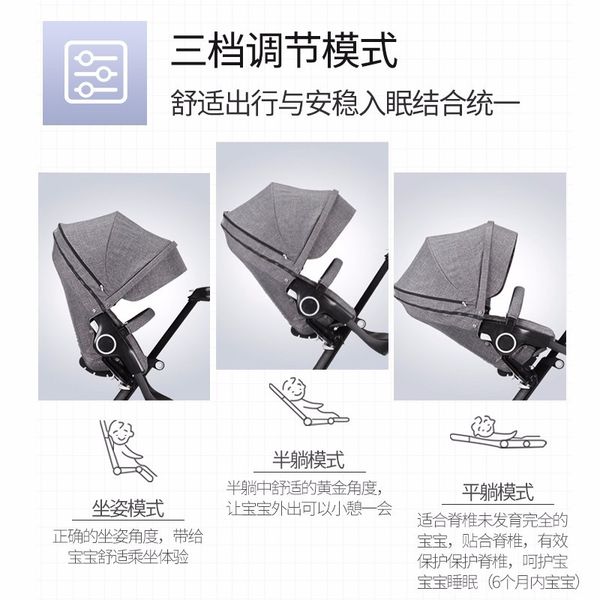 

baby stroller with high view, seatable, foldable and reversible1-3years old