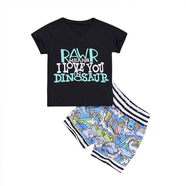 

summer clothes sets baby boys 2pcs short sleeve letter print t-shirt shorts toddler casual outfits sets 2019, White