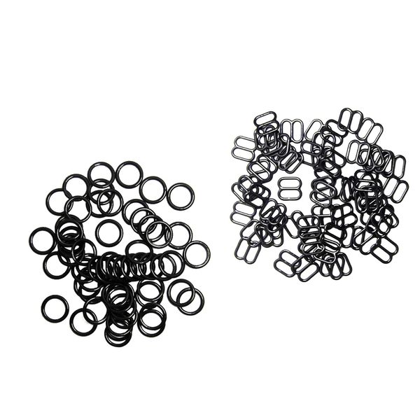 

wholesale 100pcs o rings 8mm bra strap adjuster + 100 x fig 8 10mm bra strap adjuster for women, Black