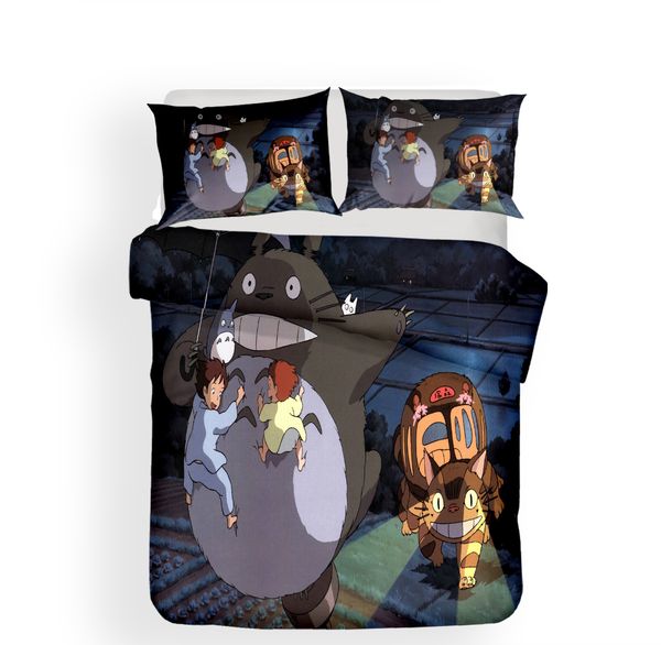 2019 3d Cartoon Totoro Pattern Bedding Cute Kids Bedding Sets 2