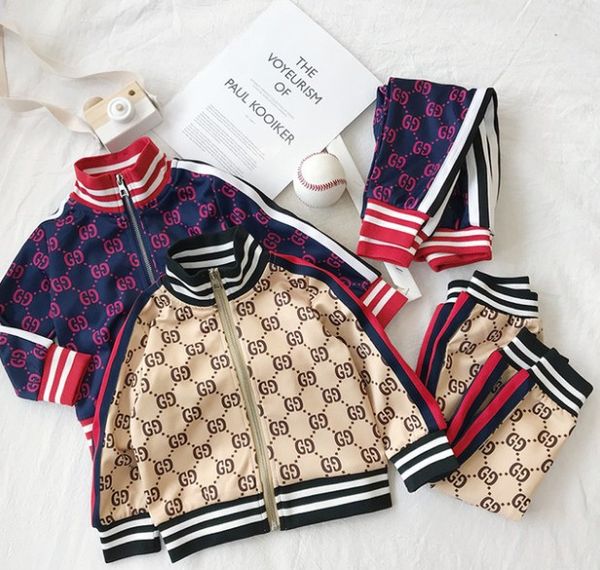 

Spring 2019 new lei ure port wear two piece letter cardigan jacket for boy and girl hipping