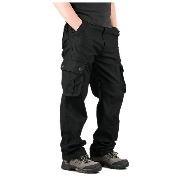 

new men's cotton loose man camouflage tactical fatigues cargo pants men trousers pants plus size 42 black hot