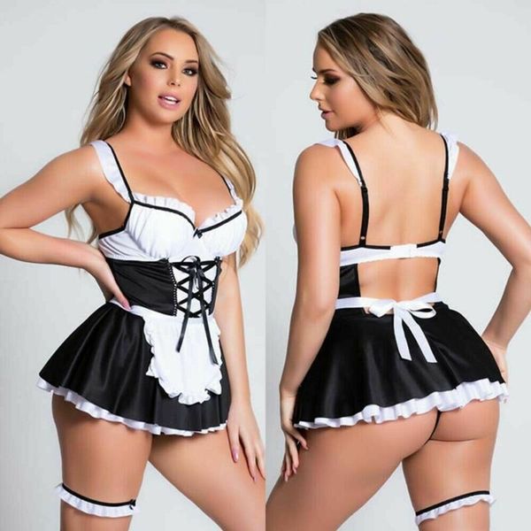 

women lingerie nurse uniform cosplay custome sleepwear underwear, Black;white