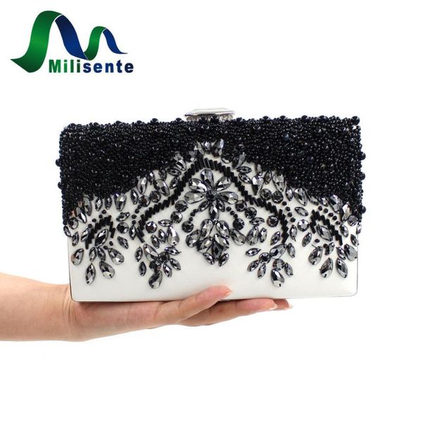 

milisente women black clutch wedding bags female vintage clutches ladies beaded pearl evening bags party purses