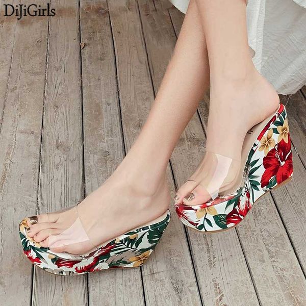 

woman slippers summer sandals casual boho shoes ladies pvc transparent sandals 11cm beach slippers yollow high heels, Black