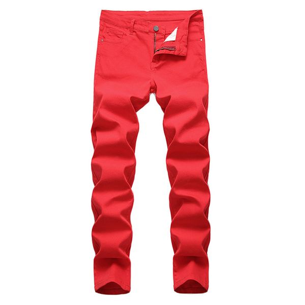 

2019 new men's fashion jeans business casual straight leg skinny yellow red jeans men punk pants male streetwear moda masculina, Blue