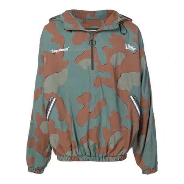 

2019 version impression printed camouflage women men jacket winbreaker hiphop streetwear men camo jackets, Black;brown