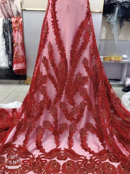 

sat-58.9812 fashionable sequins tulle embroidery french net lace fabric for party dress, Pink;blue