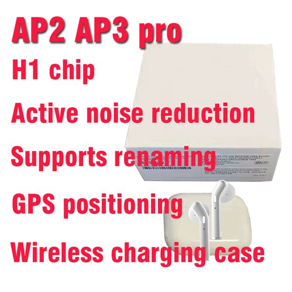 

1pcs gps rename ap2 ap3 mini tws bluetooth earbuds h1 chip wireless charging case optical in-ear detection pods pk air 2 3 pro i200 i12 i9