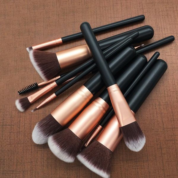 

wholesale dhl makeup brush foundation brush powder blush make up brushes professional cosmetic tools 12pcs/set eyebrow brush, Yellow