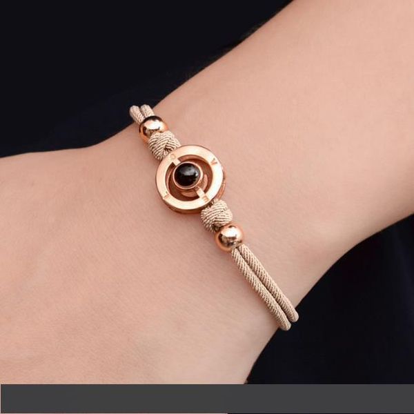 

говорите на 100 языках я люблю вас браслет стерлингового серебра розовое золото браслет творческая исповедь устройство 2018, Golden;silver