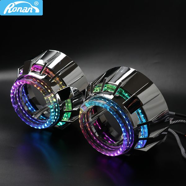 

ronan 2.5 inch double led integrated shrouds white angel eye masks drl for 2.5 inches wst bi xenon bi-led projector lens shrouds