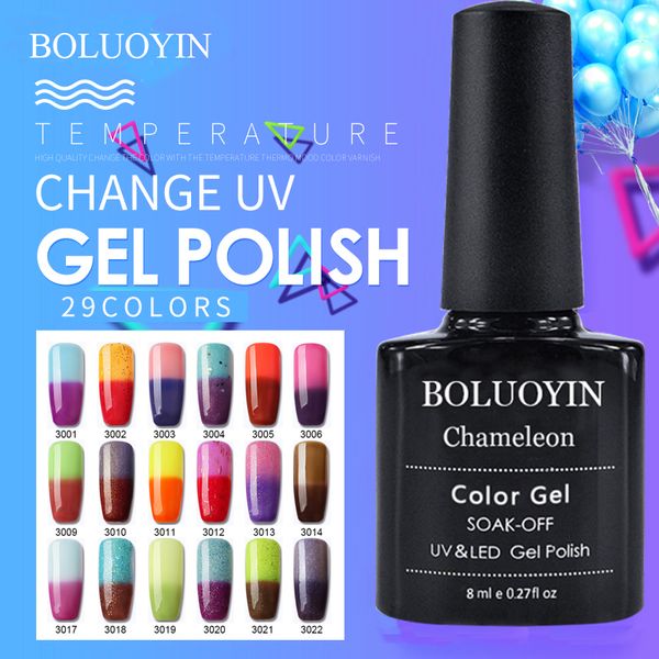 

temperature changing nails gel uv colors gel polish soak off hybrid chamelon varnish new esmalte permanente thermal mood lacquer, Red;pink