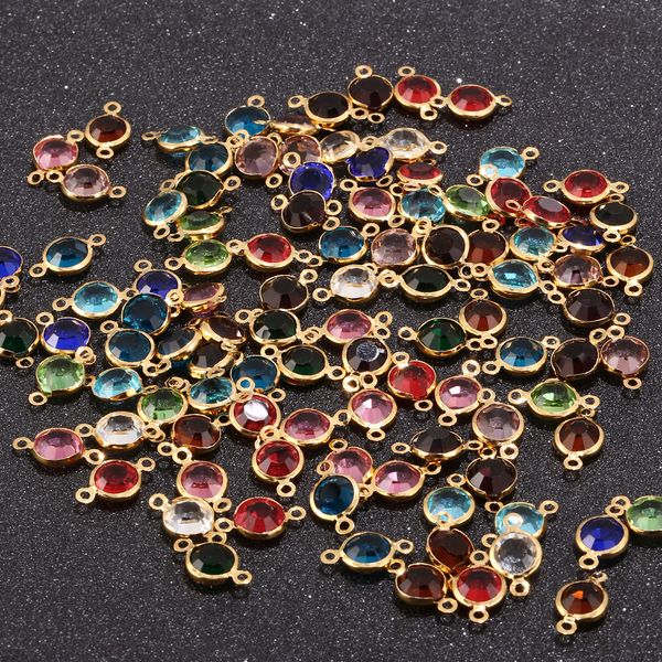 

new design 8.5mm gold color stainless steel crystal birthstones connector gem stone charm beads findings for jewelry making diy, Blue;slivery