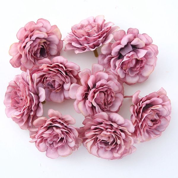 

10pcs/lot artificial flower 5cm silk spring rose head for wedding party home decoration diy wreath gift box scrapbook craft