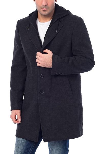 

dewberry male anthracite overcoat-1020001p8207, Black;brown