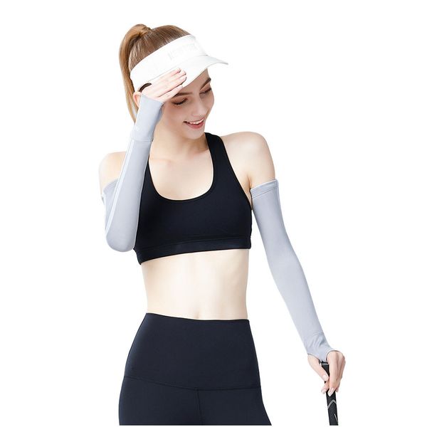 

1pcs breathable quick dry uv protection running arm sleeves cooling golf drive sleeve fitness armguards sports warmers sunscreen, Black