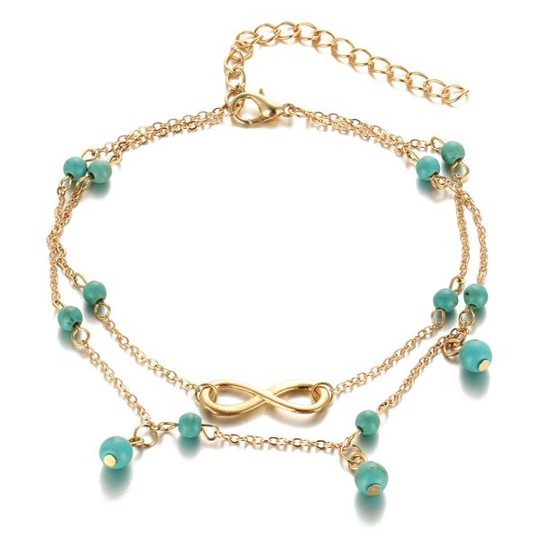 

bohemian green beads anklets for women gold handmade ethnic anklet foot jewelry accessories 2019 new bracelet bangles, Black