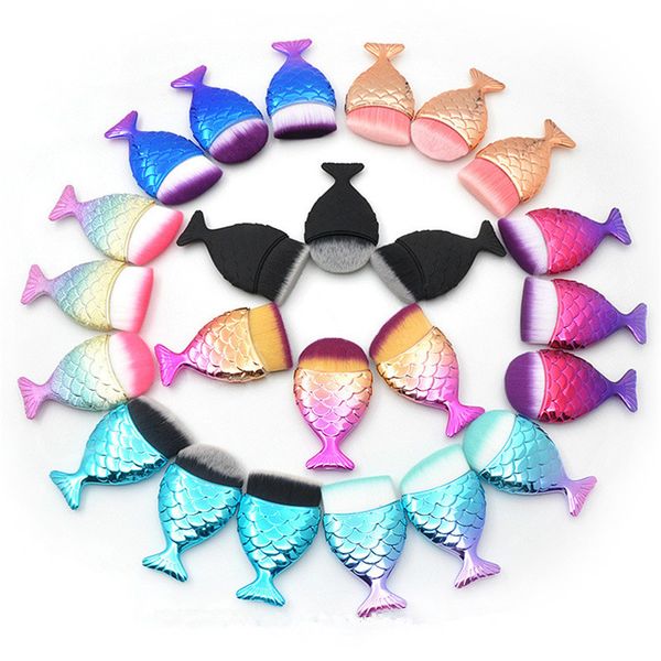 

little mermaid makeup brushes professional 1pcs foundation face powder blush cosmetic fish make up brush tools