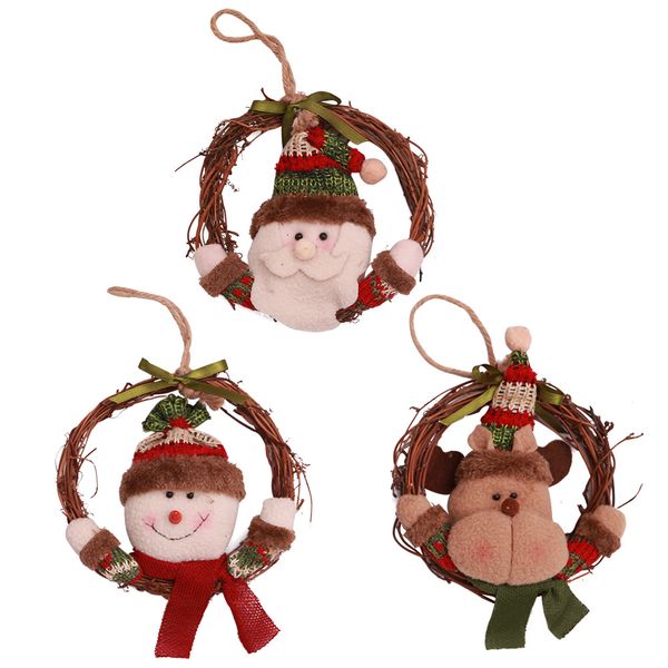 

christmas decorations santa claus doll decoration wreath rattan ring christmas tree decoration pendant window props