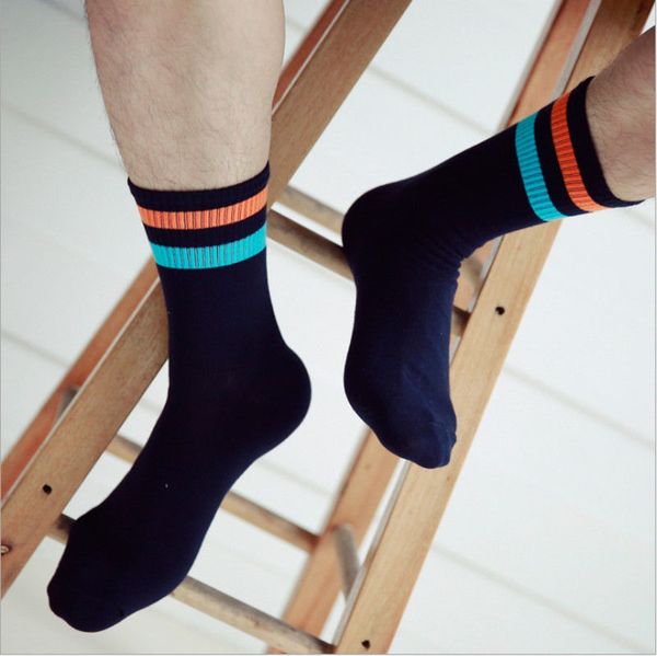 

new fashion women men backless white striped red edge in tube socks cotton socks casual, Black