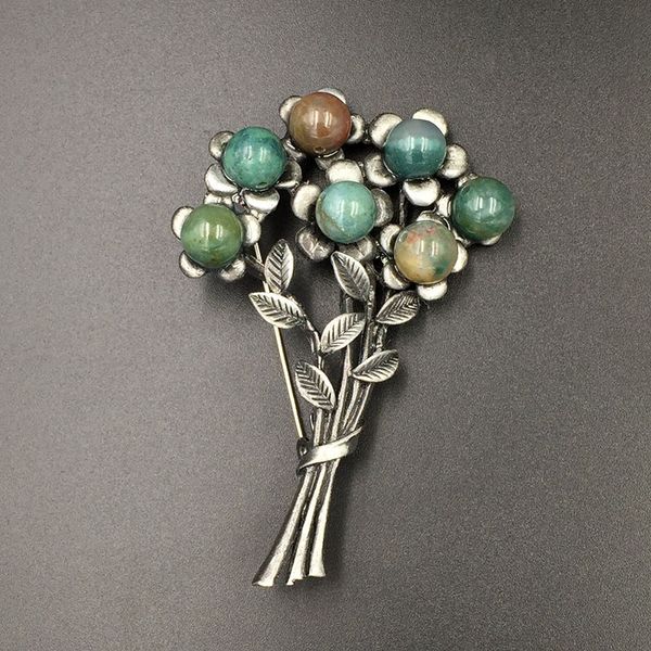 

prom fans brooches pins natural stone beads alloy tree brooch vintage women accessories jewelry gift, Gray