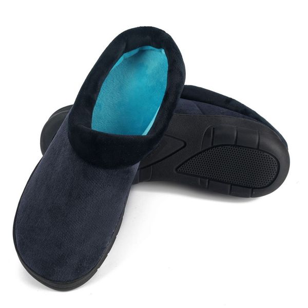 

sagace winter warm home slippers cotton rubber non-slip house indoor bedroom slides male l shoes men women size 40-45 1128, Black