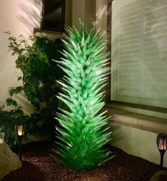 Flor Escultura da arte do vidro lâmpadas de assoalho Garden Art Decoração do vidro verde para a venda Home Hotel Murano soprado exterior Luxo Tree Sculptures