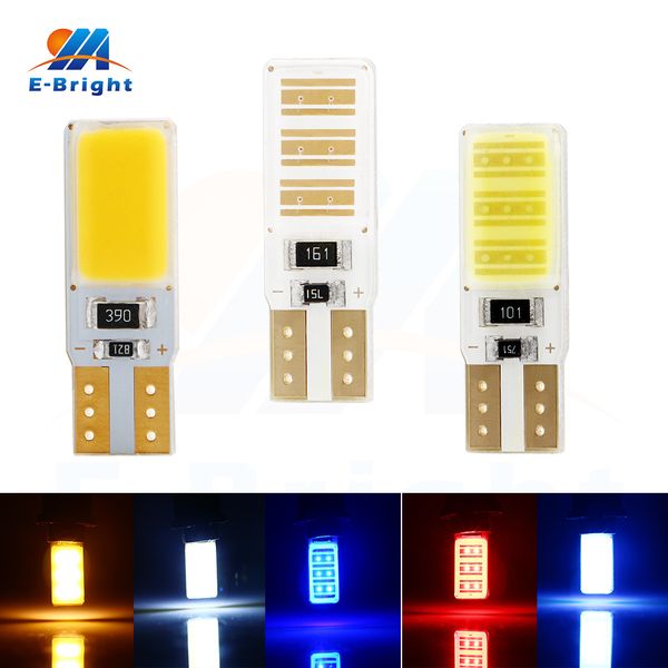 

6pcs/lot error canbus t10 cob 12smd led bulbs 194 168 w5w dc12v car lights with white amber red green blue