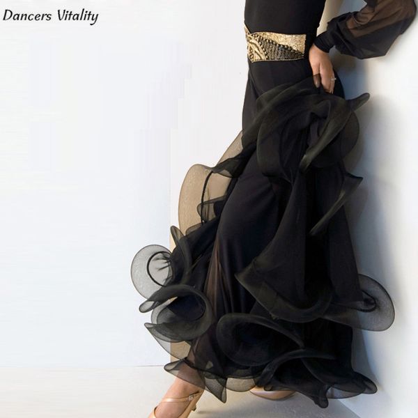 

latin dance costume skirt salsa tango rumba cha cha ballroom dance skirt lace stage performance salsa costume, Black;red