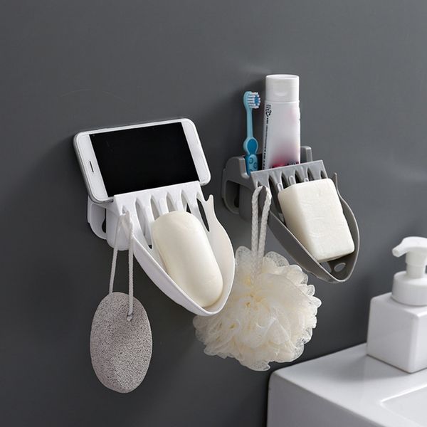

1pcs wall-mounted soap box household bathroom shelf strong seamless stickers drain punch soap shelf