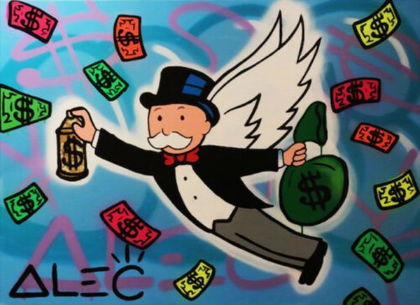 

alec monopoly graffiti art money angel home decor handpainted &hd print oil painting on canvas wall art canvas pictures 1108