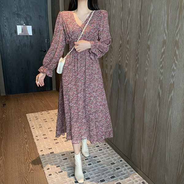 

dress season 2019 skinny waist all-match long sleeve dress, Black;gray