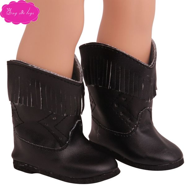 

симпатичные 18-дюймовые аксессуары для обуви американской куклы с черной кисточкой и короткими сапогами