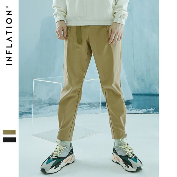 

inflation brand spring winter new fashion 2018 slim straight men high street casual pants 100% pure cotton man trousers 8691wn, Black
