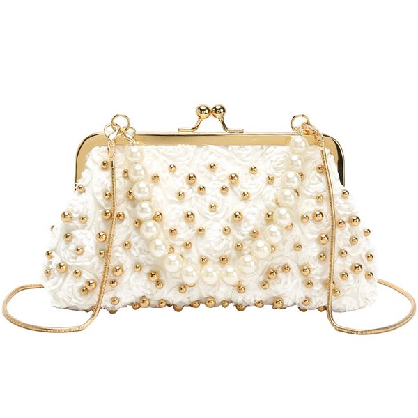 

fashion pearl satin chain ladies shoulder bag handbag party evening bag clutch women's purse flap
