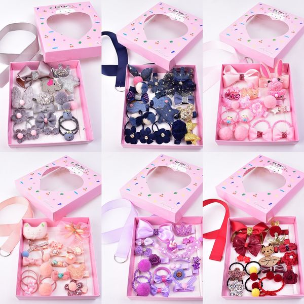 

xdv8o baoguang jewelry bowknot clip gift box set baby headwear yiwu children's pin pin children clip card yiwu women's and childre, Slivery;white