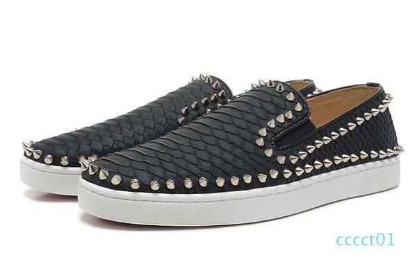 

red bottom sneakers luxury loafers party wedding,roller boat designer snakeskin leather with spikes studded trainers for mens womens ct01, Black