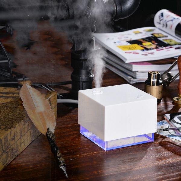 

250ml ultrasonic humidifier water cube shape led blue light night lamp aroma essential diffuser air purifier