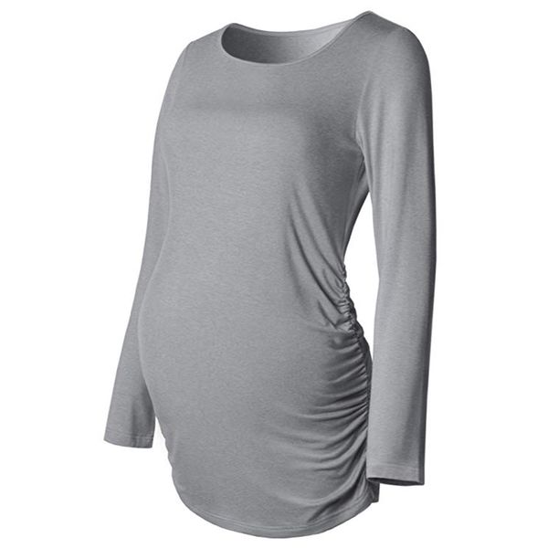 

2018 new spring autumn maternity shirt long sleeve basic maternity wrap pregnancy t shirt for pregnant women clothes, White