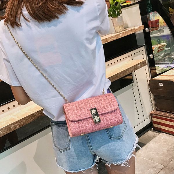 

women's shoulder bag handbag crossbody bag for women 2019 solid color handbag woven beach purse small square tote bolsas