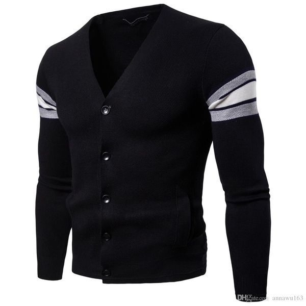 

cardigan sweater men' striped sweater with long sleeve cashmere blend knitted winter mens sweater for sales, White;black